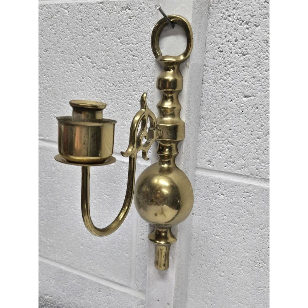 Set of Solid Brass Georgian Style Wall Sconce Set - a Pair Vintage